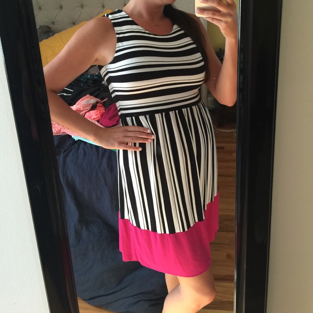 Sleeveless stretch pinstripe dress